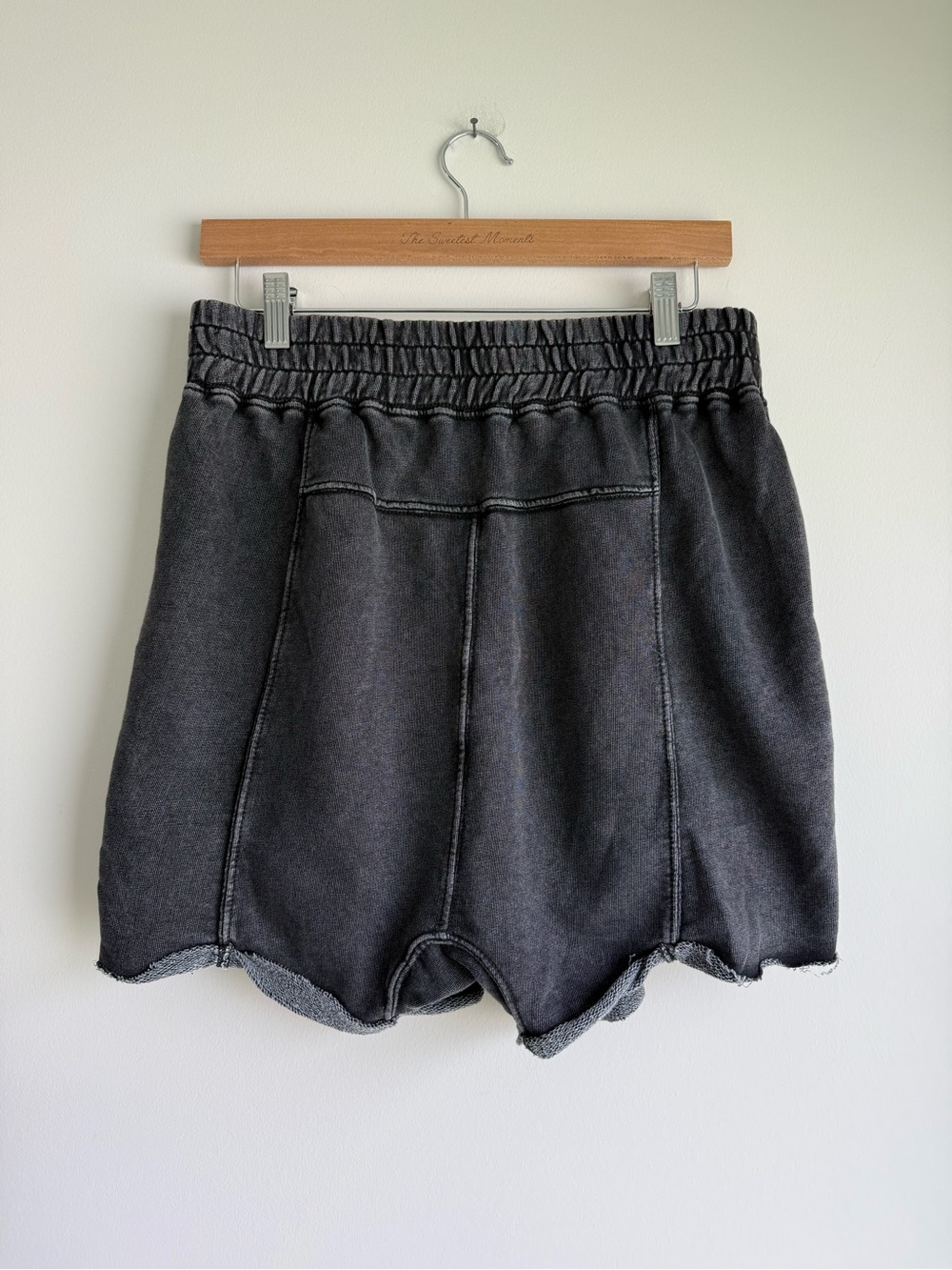 Free People FP Movement All Star Shorts Washed Black Raw Hem Sweat Shorts M - Picture 3 of 7